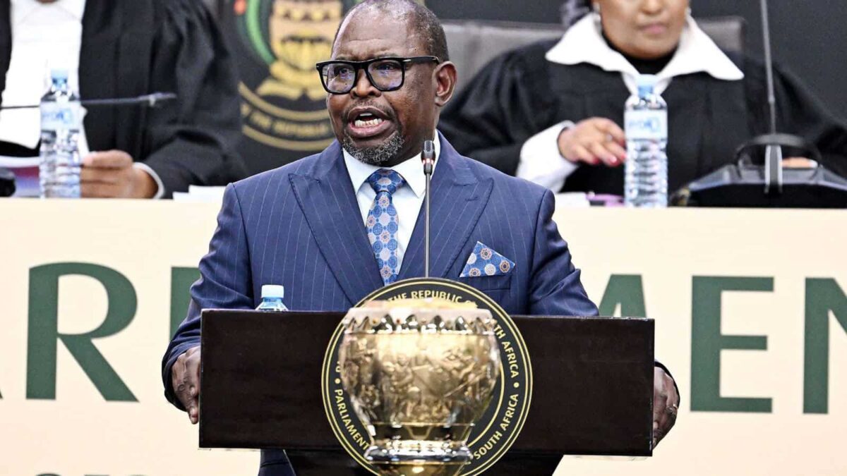 Finance Minister Enoch Godongwana delivers the Budget speech on 25 February 2026. (Photo : Phando Jikelo / RSA Parliament)